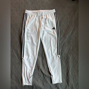 UNISEX Adidas White Joggers with Black Stripes